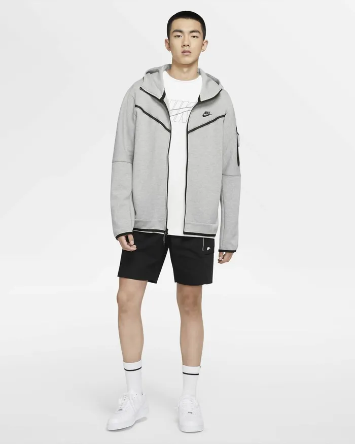 Men Nike Hoodies And Sweatshirts Sportswear Tech Fleece Dark Grey Heatherblack