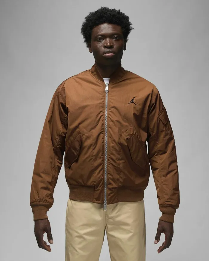 Men Nike Jackets Jordan Essentials Light British Tanblack