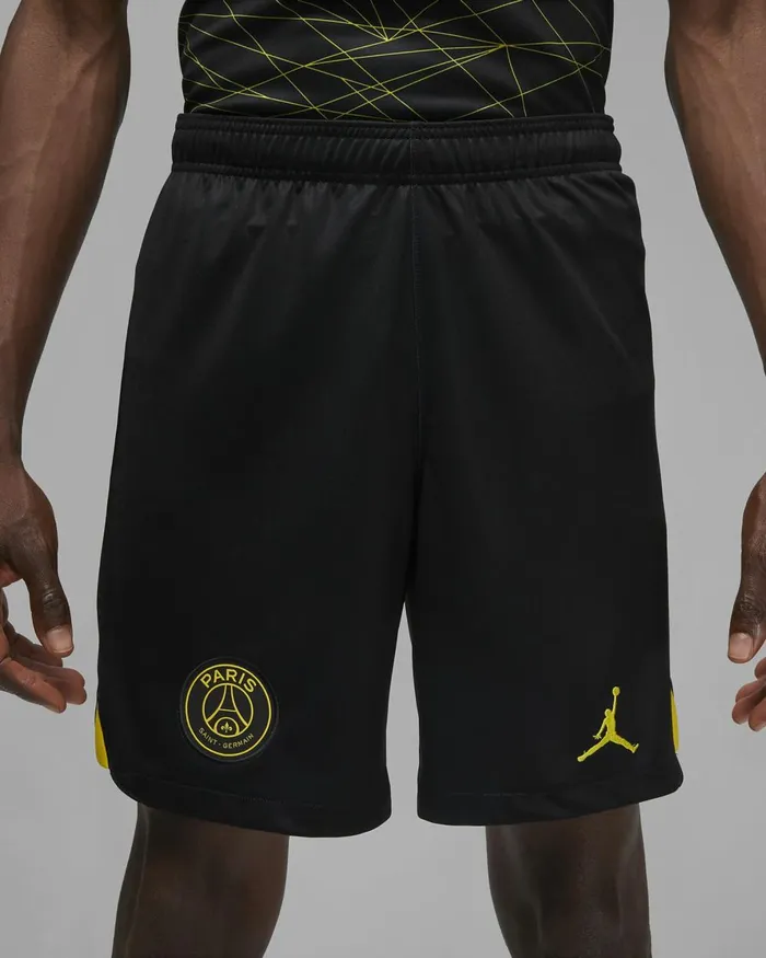 Men Nike Shorts Paris SaintGermain 202223 Stadium Fourth Blacktour Yellowtour Yellow