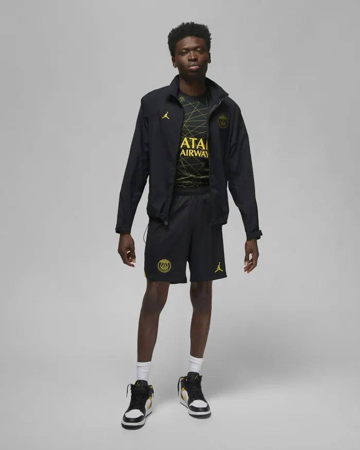 Men Nike Shorts Paris SaintGermain 202223 Stadium Fourth Blacktour Yellowtour Yellow