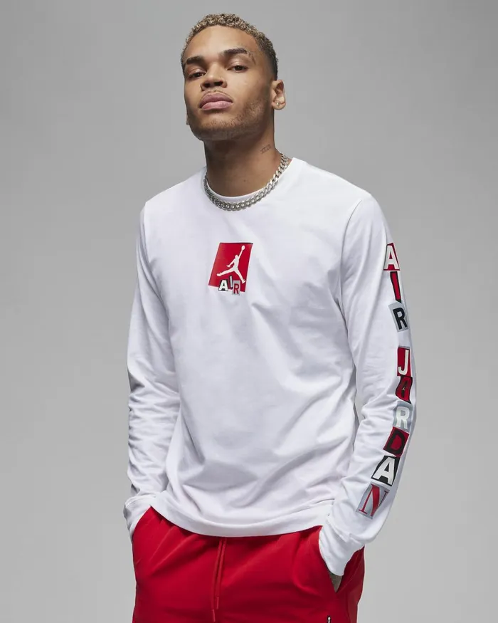 Men Nike Tops And TShirts Jordan Brand Whitegym Red