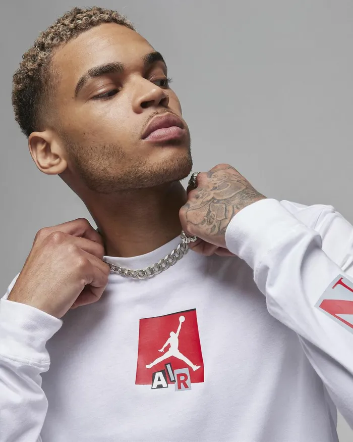 Men Nike Tops And TShirts Jordan Brand Whitegym Red
