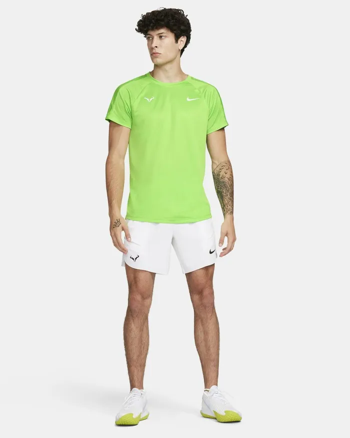Men Nike Tops And TShirts Rafa Challenger Action Greenlight Lemon Twistwhite