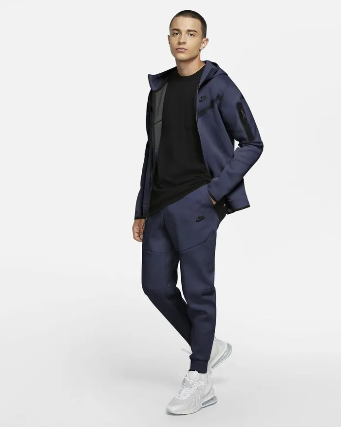 Men Nike Trousers And Tights Sportswear Tech Fleece Midnight Navyblack