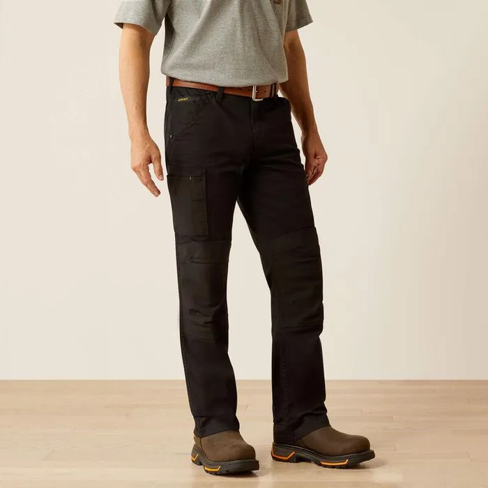 Men Pants and Shorts Ariat Rebar M7 Slim Cordura Twill Cargo Straight Pant Black