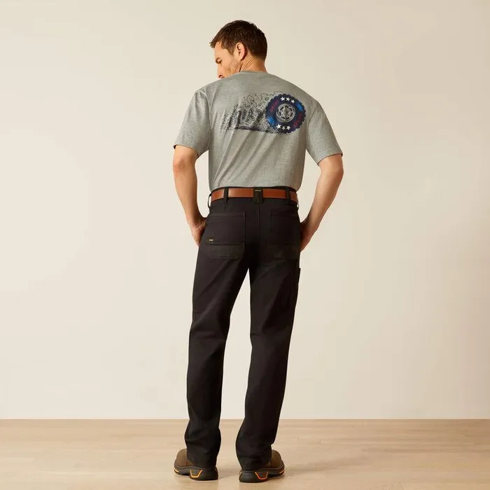 Men Pants and Shorts Ariat Rebar M7 Slim Cordura Twill Cargo Straight Pant Black