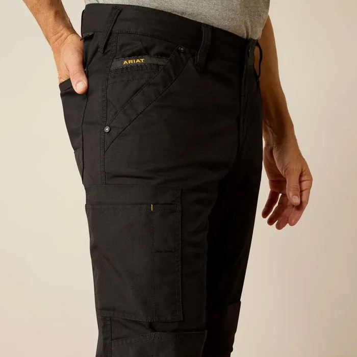 Men Pants and Shorts Ariat Rebar M7 Slim Cordura Twill Cargo Straight Pant Black