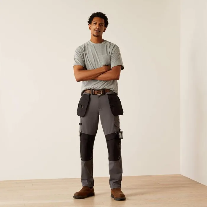Men Pants and Shorts Ariat Rebar M7 Slim Dynamic Utility Straight Pant Charcoal