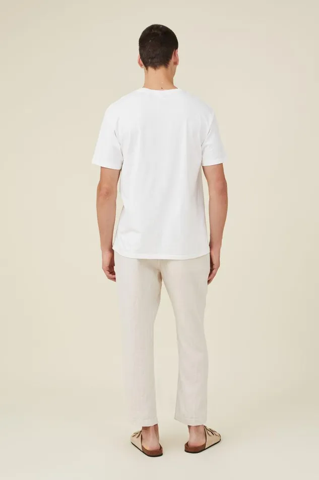 Men Pants Cotton On Linen Pant Oatmeal Thin Stripe