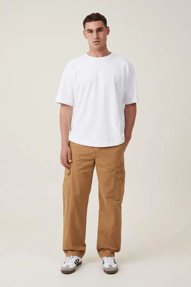 Men Pants Cotton On Tactical Cargo Pant Vintage Tobacco Herringbone