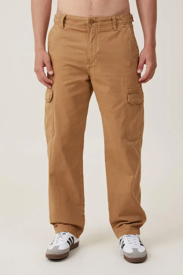 Men Pants Cotton On Tactical Cargo Pant Vintage Tobacco Herringbone
