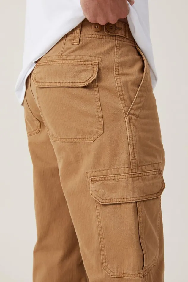 Men Pants Cotton On Tactical Cargo Pant Vintage Tobacco Herringbone