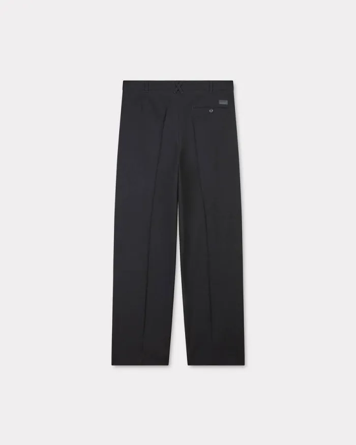 Men Pleated Tailored Pants In Virgin Wool Black Kenzo Tailoring