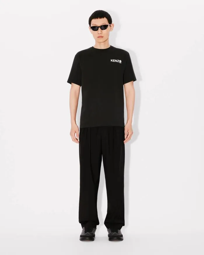 Men Pleated Tailored Pants In Virgin Wool Black Kenzo Tailoring