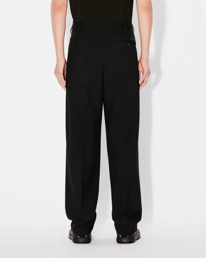 Men Pleated Tailored Pants In Virgin Wool Black Kenzo Tailoring