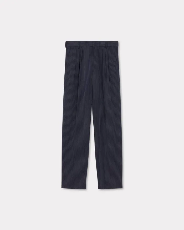 Men Pleated Tailored Pants Midnight Blue Kenzo Tailoring