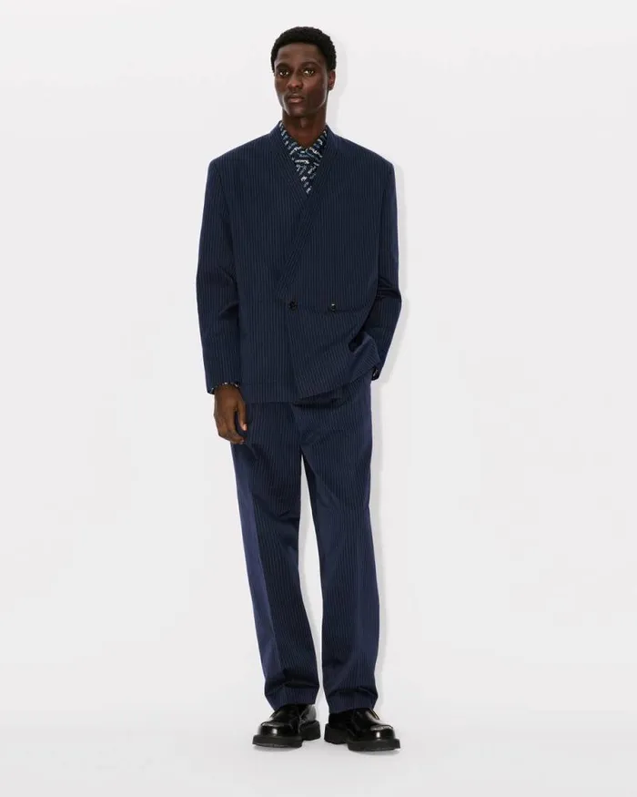 Men Pleated Tailored Pants Midnight Blue Kenzo Tailoring
