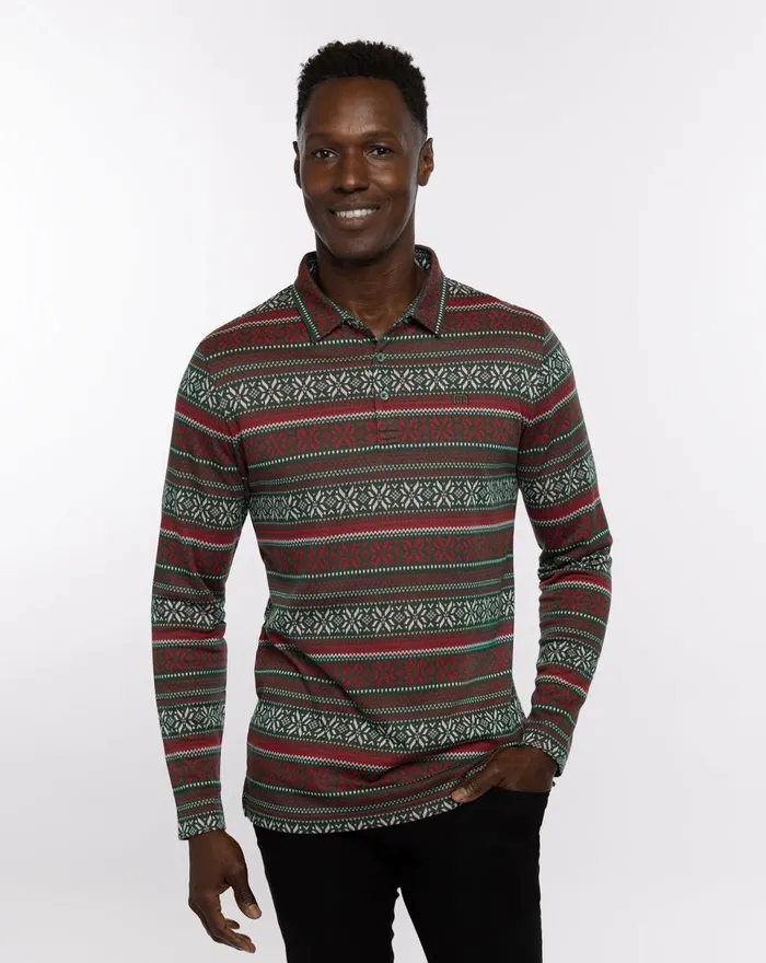 Men Polos TravisMathew PURE GOLD LONG SLEEVE POLO Pineneedlesamba