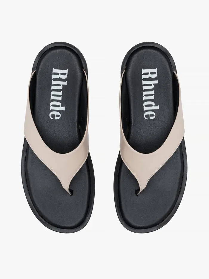 Men Rhude Footwear LOUNGE THONG FLIP FLOPS Creme