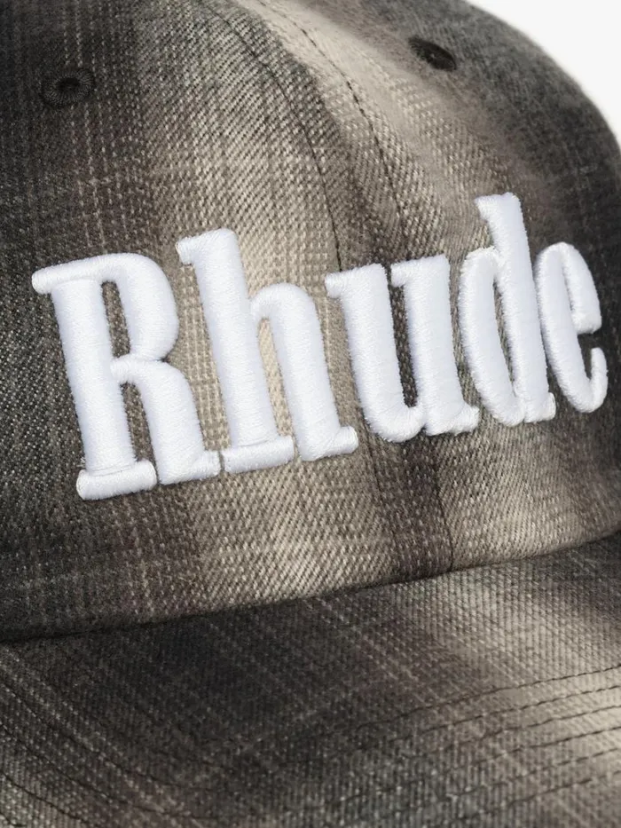 Men Rhude Hats LOGO FLANNEL 6PANEL HAT Blackgrey