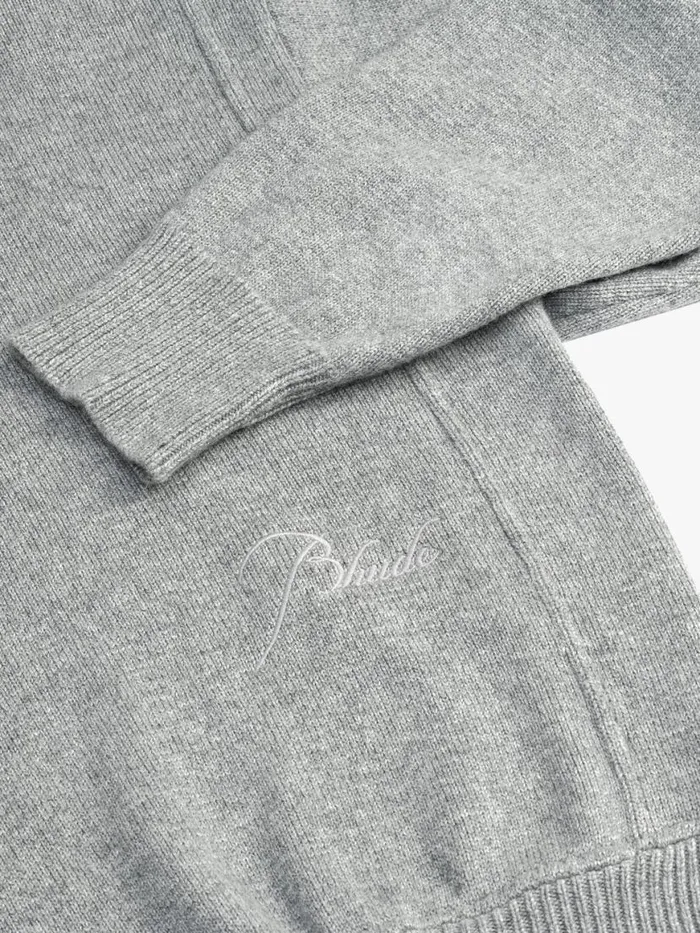 Men Rhude Luxe Knitwear CORE CASHMERE KNIT QUARTERZIP Grey