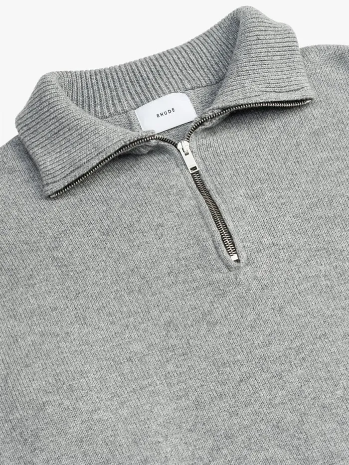 Men Rhude Luxe Knitwear CORE CASHMERE KNIT QUARTERZIP Grey