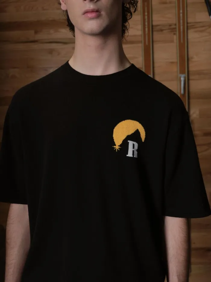 Men Rhude Luxe Knitwear MOONLIGHT KNIT TEE Blackcreamyellow