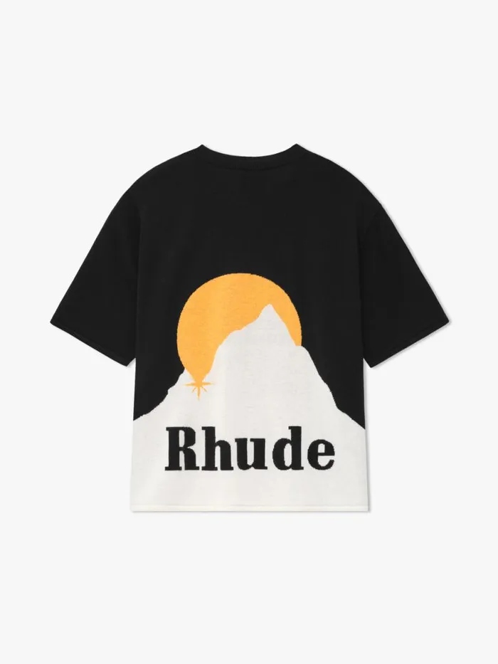 Men Rhude Luxe Knitwear MOONLIGHT KNIT TEE Blackcreamyellow