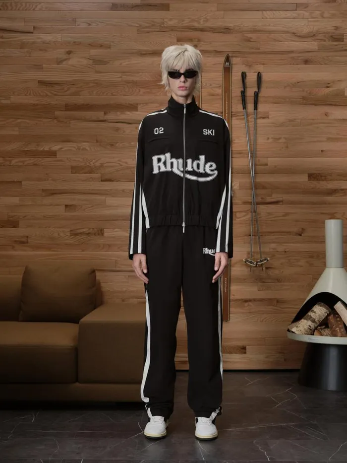 Men Rhude Outerwear SKI TRACK JACKET Blackwhite