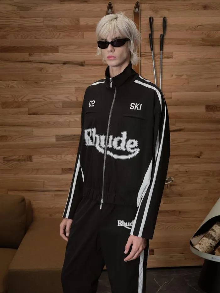 Men Rhude Outerwear SKI TRACK JACKET Blackwhite