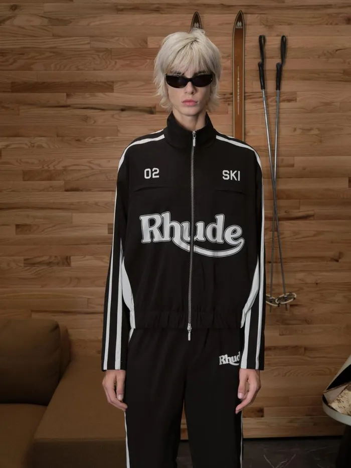 Men Rhude Outerwear SKI TRACK JACKET Blackwhite