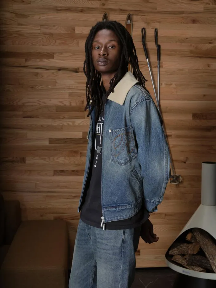 Men Rhude Outerwear WESTERN ZIP UP DENIM JACKET Indigo