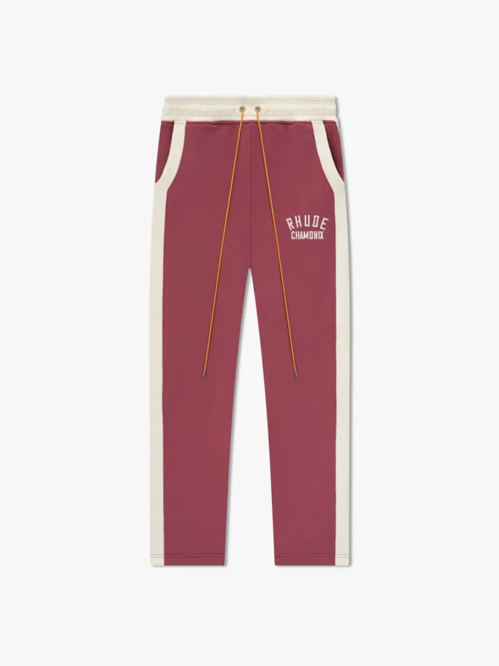 Men Rhude Pants CHAMONIX SWEATPANT Marooncream