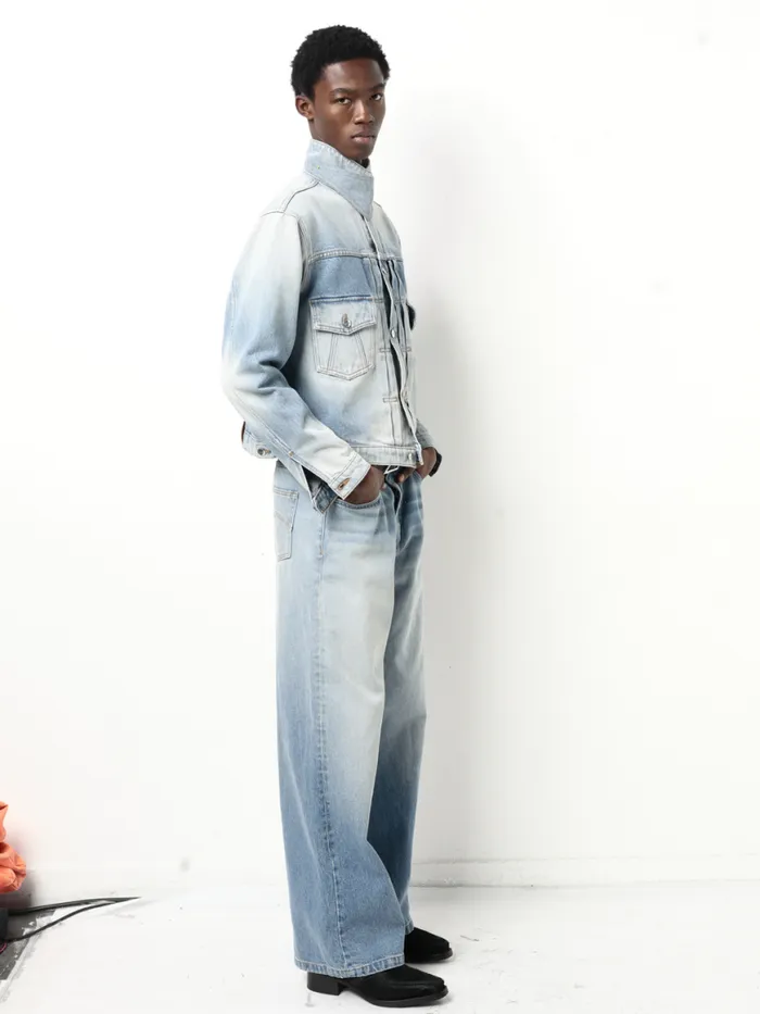 Men Rhude Pants WIDE LEG DENIM Light Indigo