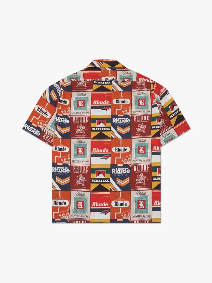Men Rhude Shirts CIGARETTA SILK SHIRT Red Multi Men Rhude Shirts CIGARETTA SILK SHIRT Red Multi
