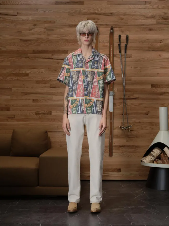 Men Rhude Shirts COLLEGIATE FLAG SNAP SHIRT Multi Men Rhude Shirts COLLEGIATE FLAG SNAP SHIRT Multi