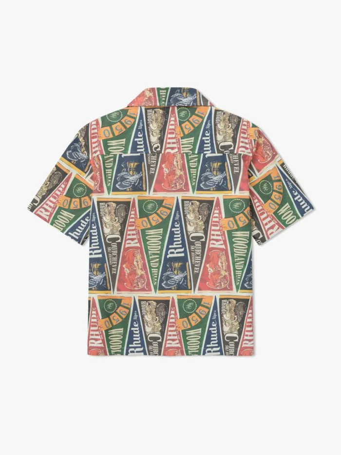 Men Rhude Shirts COLLEGIATE FLAG SNAP SHIRT Multi Men Rhude Shirts COLLEGIATE FLAG SNAP SHIRT Multi