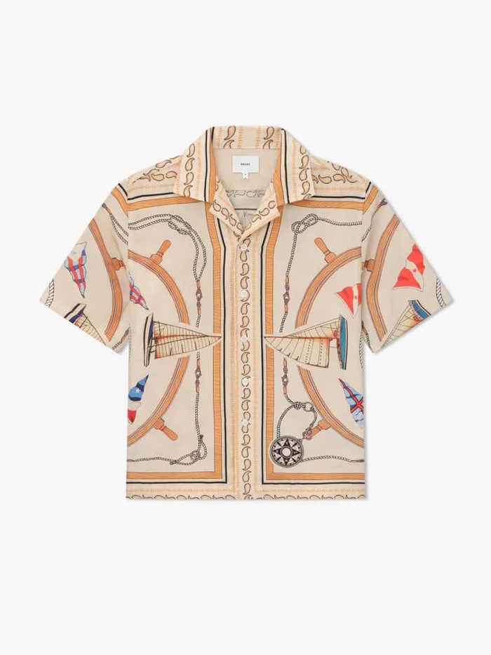 Men Rhude Shirts NAUTICAL SILK SHIRT Multi
