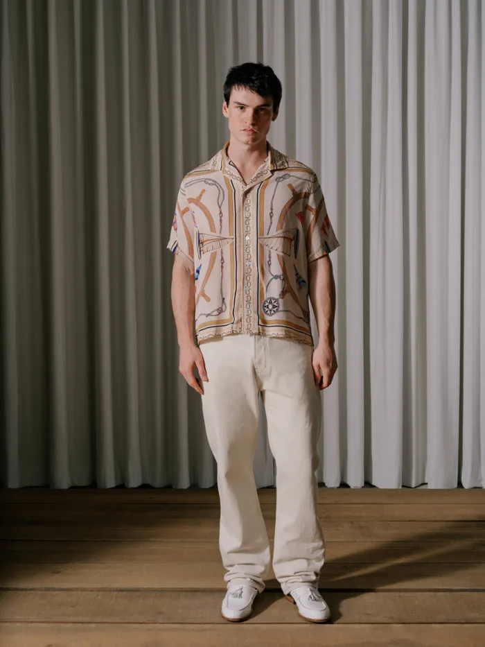 Men Rhude Shirts NAUTICAL SILK SHIRT Multi