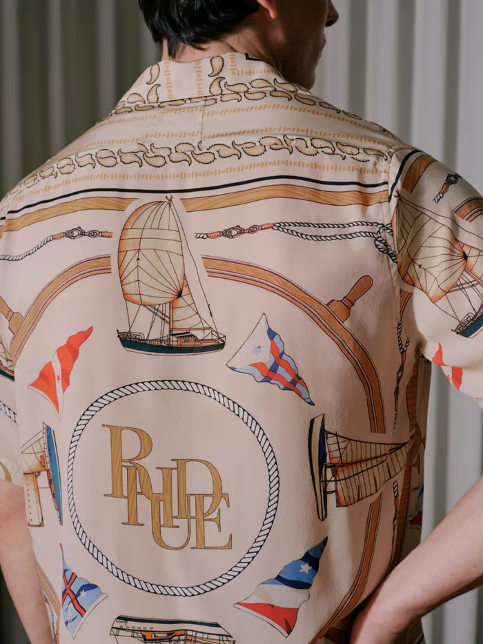 Men Rhude Shirts NAUTICAL SILK SHIRT Multi