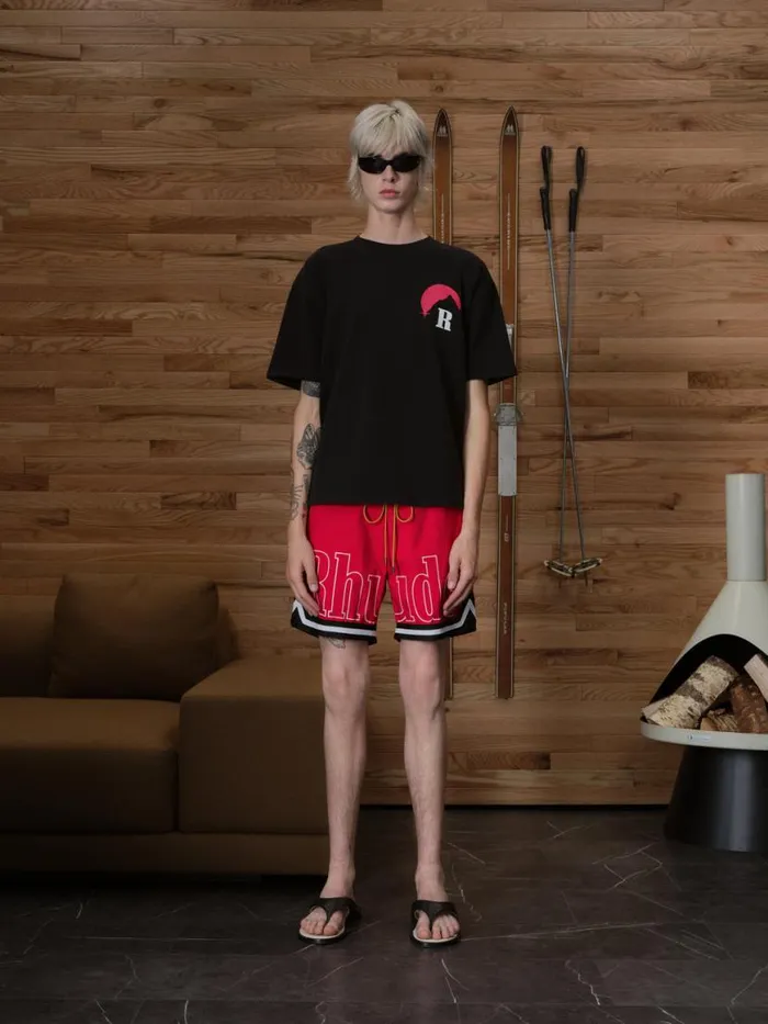 Men Rhude Shorts BASKETBALL SWIM TRUNKS Redblackwhite