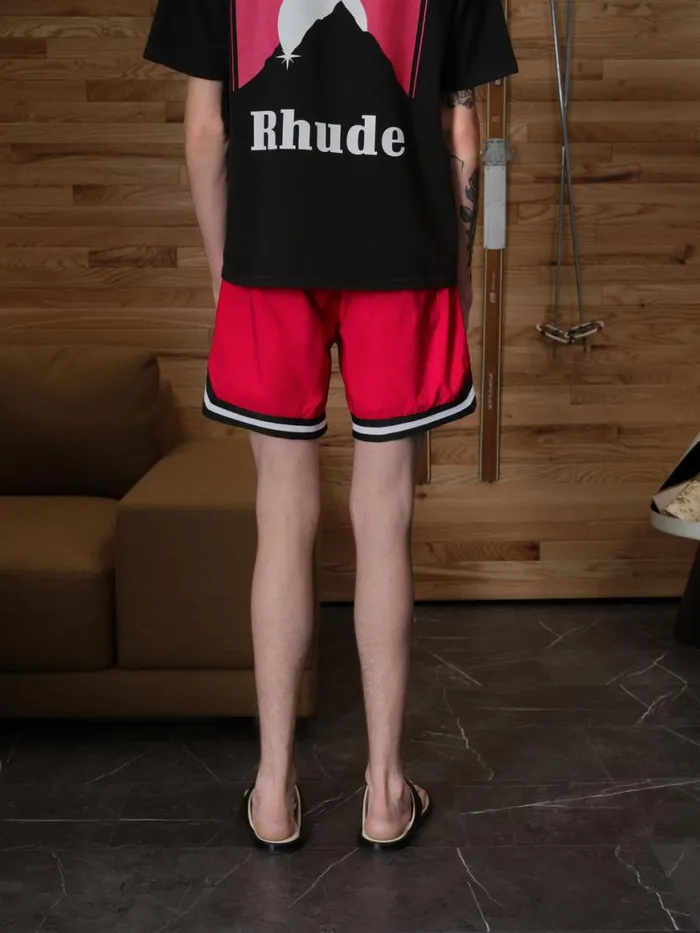 Men Rhude Shorts BASKETBALL SWIM TRUNKS Redblackwhite