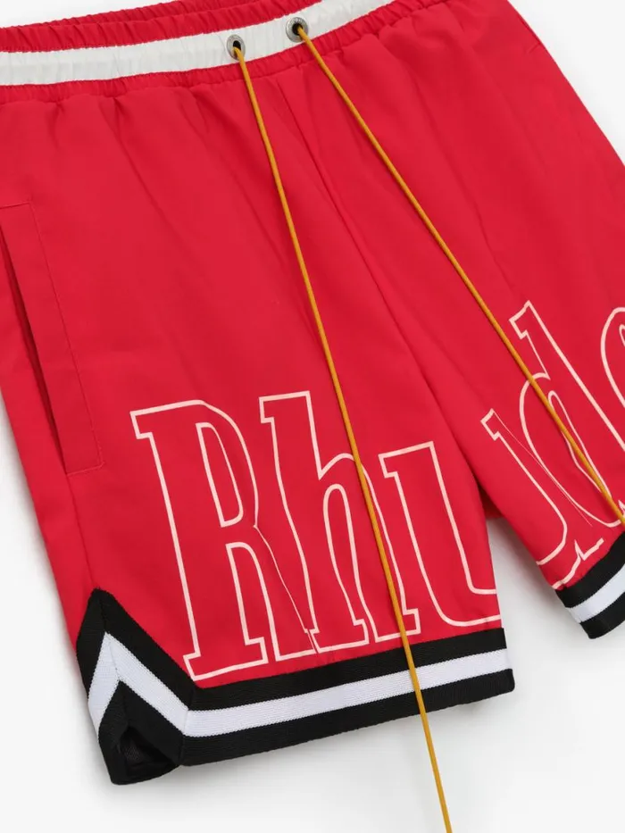 Men Rhude Shorts BASKETBALL SWIM TRUNKS Redblackwhite