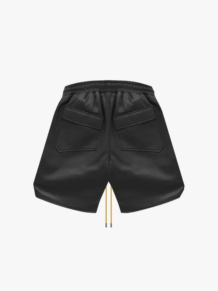 Men Rhude Shorts RH LOGO SHORTS 8211 LEATHER Black