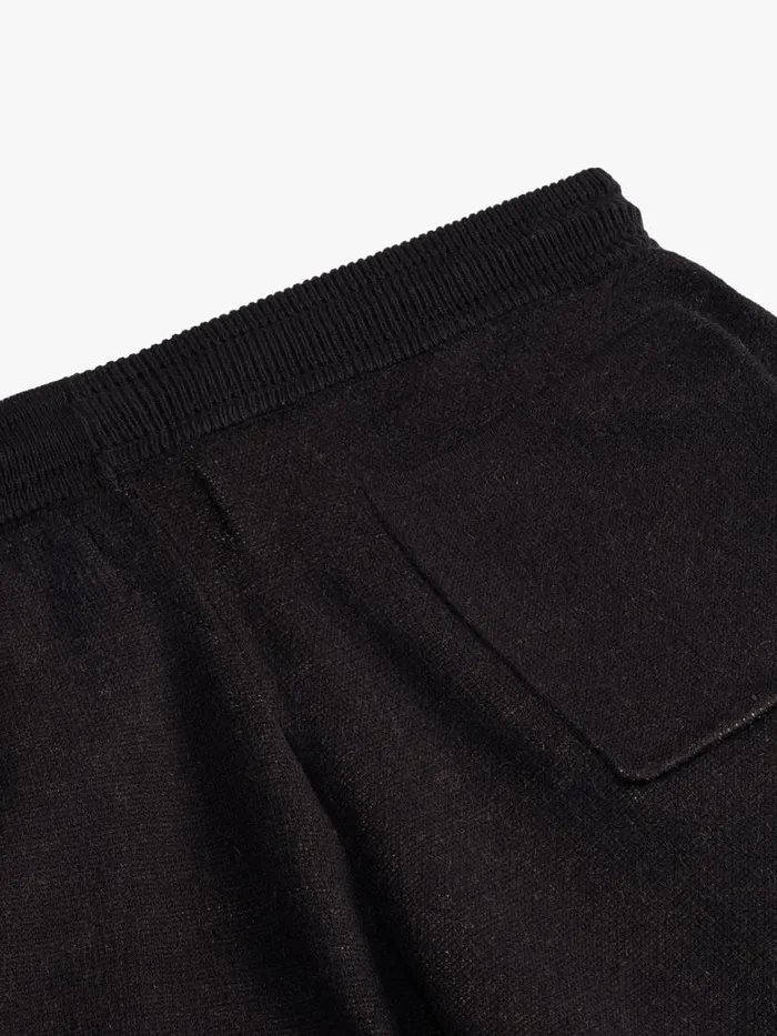 Men Rhude Shorts SCRIPT LOGO KNIT SHORT Black and Creme