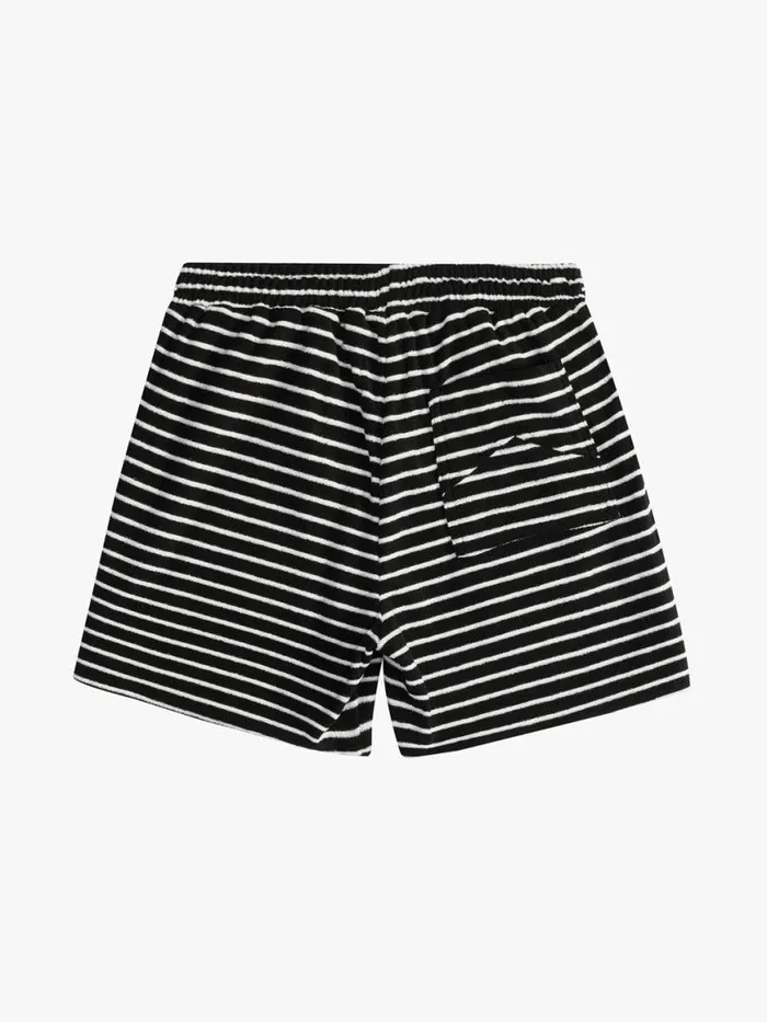 Men Rhude Shorts STRIPE TOWEL SHORT Blackwhite