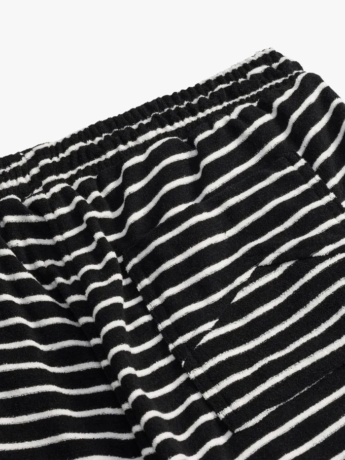 Men Rhude Shorts STRIPE TOWEL SHORT Blackwhite