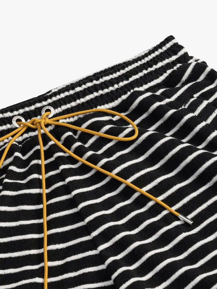 Men Rhude Shorts STRIPE TOWEL SHORT Blackwhite