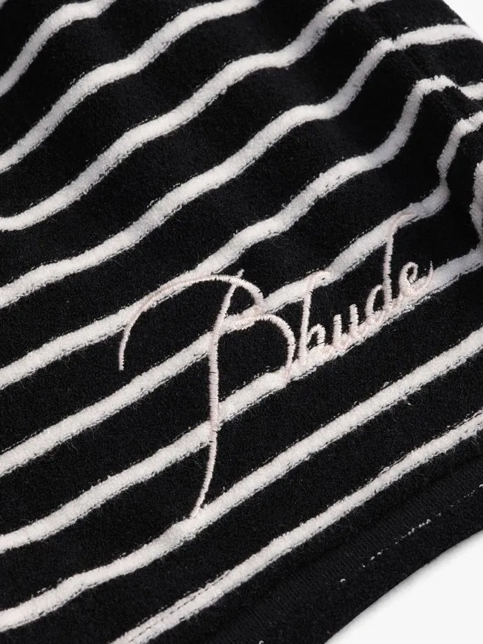 Men Rhude Shorts STRIPE TOWEL SHORT Blackwhite