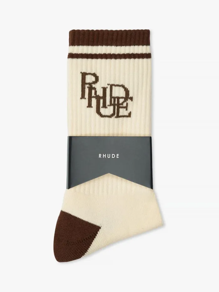 Men Rhude Socks SCRIBBLE LOGO SOCK Tanbrown